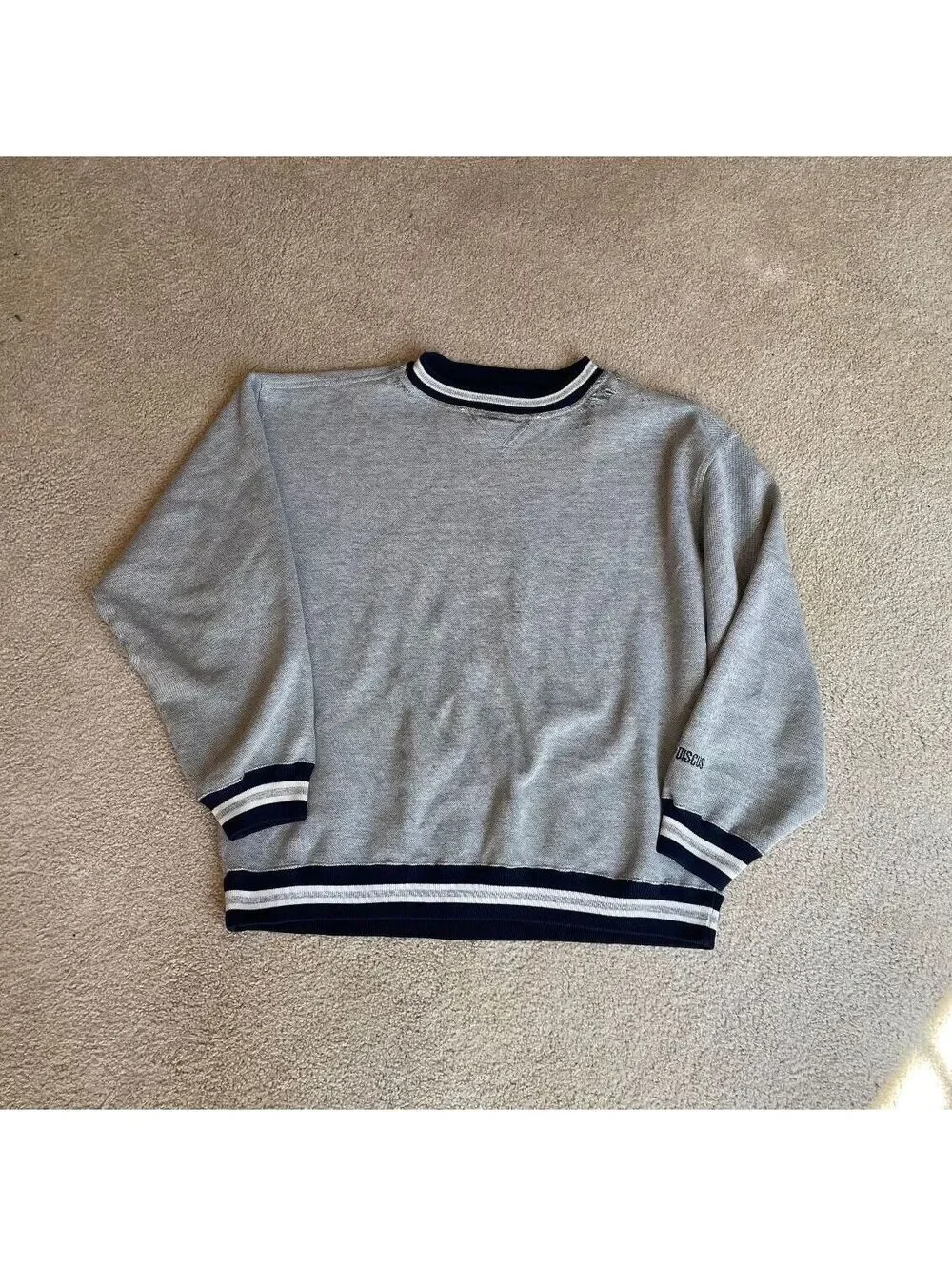 Vintage Discus Athletic Sweater Distressed Collar